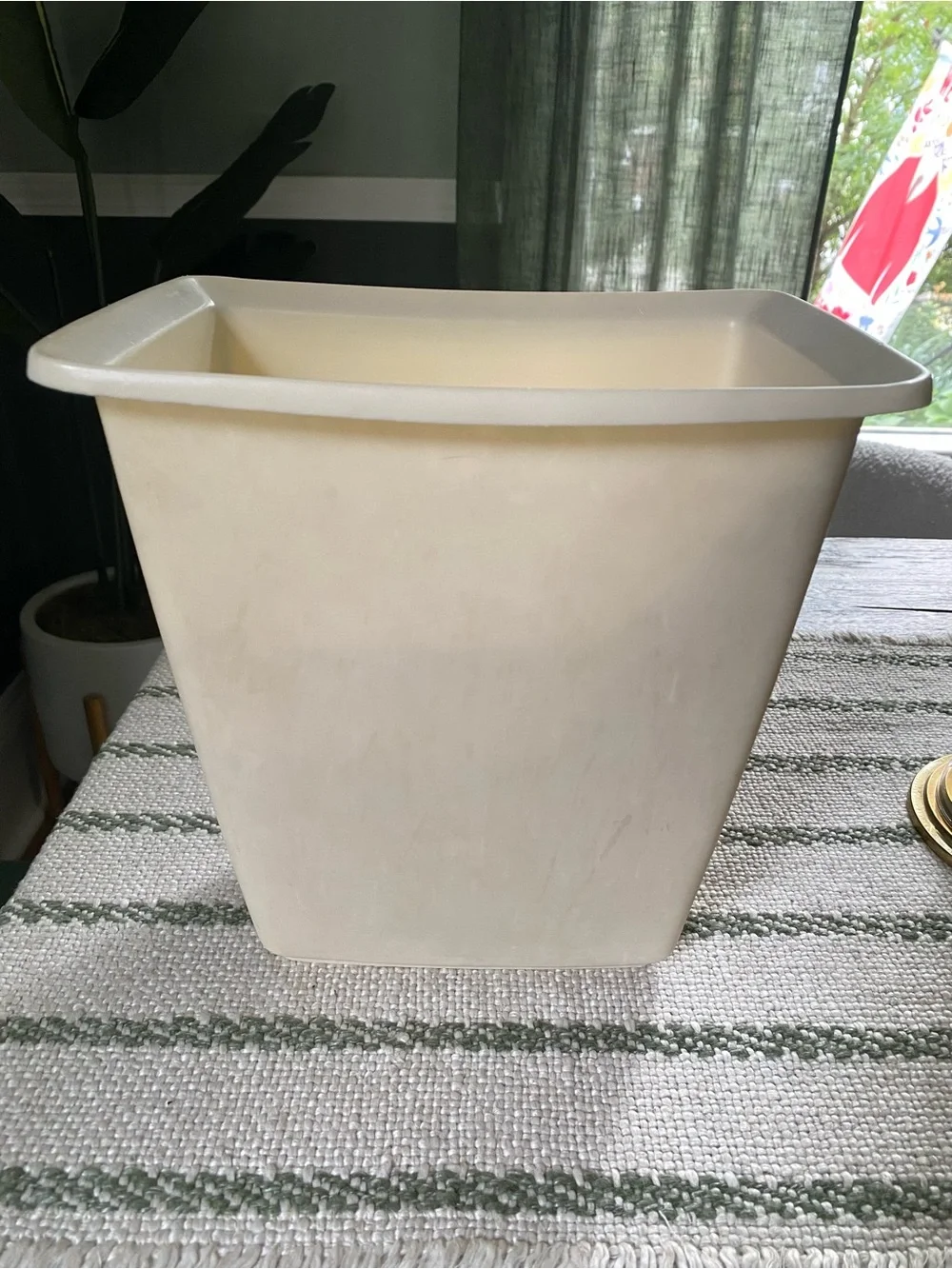 Vintage MCM Rubbermaid Bathroom Wastebasket Almond / Beige Color